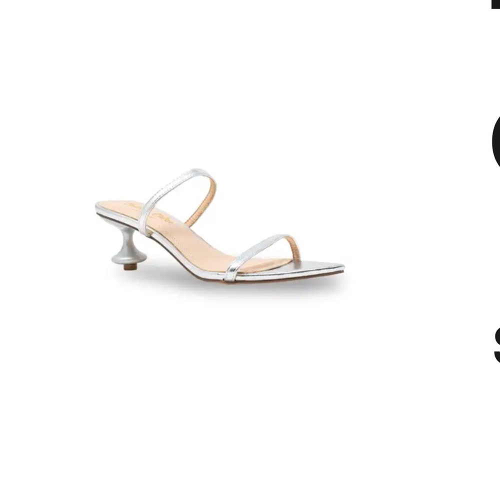 Chase + Chloe Silver Maribel kitten heels